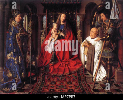 Anglais : La Madone avec le chanoine van der Paele 1436. 703 Jan van Eyck la Vierge avec le chanoine van der Paele Banque D'Images