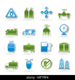 Objets et icônes de gaz naturel - vector icon set Illustration de Vecteur