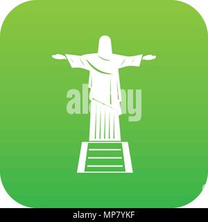 La statue du Christ Rédempteur vert numérique icône Illustration de Vecteur