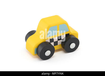 Petite voiture de taxi en bois sur fond blanc avec clipping path Banque D'Images