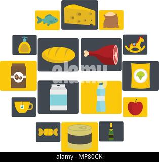 Shop aliments navigation icons set dans un style plat Illustration de Vecteur