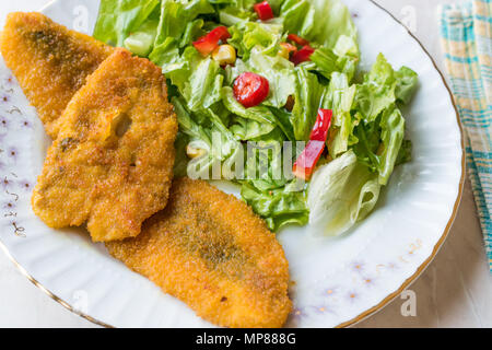 Poisson frit croustillant de Sardine Salade de fruits de mer avec plaque / Sardalya. L'alimentation biologique. Banque D'Images