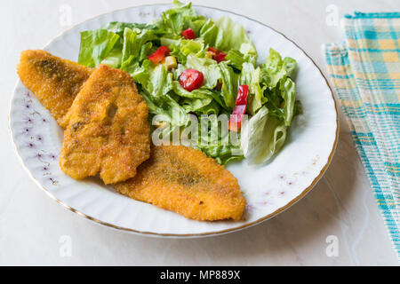 Poisson frit croustillant de Sardine Salade de fruits de mer avec plaque / Sardalya. L'alimentation biologique. Banque D'Images