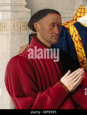 Etienne Chevalier avec Saint Stephen de 1452 jusqu'à 1458. 710 Jean Fouquet - Etienne Chevalier avec Saint Stephen - détail 01 Banque D'Images