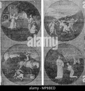 Médaillons à Symbolic-Religious des représentations. Fragments (extérieur) d'un triptyque. Voir Jeroen Bosch De Zondvloed Binnenzijde pour l'intérieur. Entre 1508 et 1516. Jheronimus Bosch 010 719 02 extérieur version noir et blanc 01 Banque D'Images