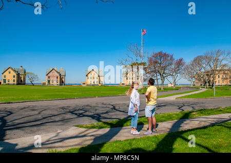 Couple de touristes à visiter à Gateway National Recreation Area, Sandy Hook Banque D'Images