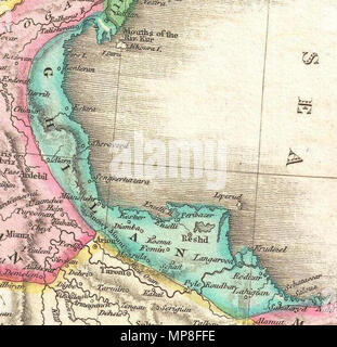 . Anglais : un rare et important 1818 Carte de la Perse par John Pinkerton. Montre à partir de la Mer Noire vers l'Est jusqu'à la vallée de l'Indus, s'étend du nord au sud et la mer d'Aral au golfe Persique et la mer d'Oman. Comprend les pays modernes de l'Iran et l'Afghanistan, ainsi que dans certaines régions d'à côté du Pakistan, le Koweït, l'Irak, la Turquie et l'Arabie. Les deux notes politiques et physiques des éléments géographiques, y compris les rivières, les montagnes, sous la mer, dangers divers régions tribales, les villes, les ruines, et les canaux. En particulier, les notes les ruines de Babylone et Persépolis tant. Dessiné par L. Herbert et gravé par S Banque D'Images