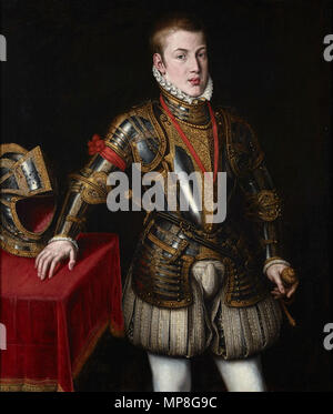 Retrato del Príncipe Don Carlos de l'Autriche. Español : Retrato del Príncipe de Asturias Carlos de l'Autriche, que fue el Hijo del Rey primogénito Felipe II de España y de la Reina María Manuela de Portugal, primera esposa de Felipe II. . Vers 1562. 737 Jooris van der Straten-don carlos-descalzas Banque D'Images