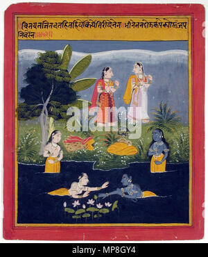 . Anglais : Série Titre : sept cents versets de nom : Satsai de Bihari Date de création : 1719 Dimensions : 9 affichage 13/16 in. x 8 5/16 in. (24,9 cm x 21,1 cm) de la ligne de crédit : Edwin Binney 3ème Numéro : 1990.618 Collection :  <a href ='http://www.sdmart.org/art/our-collection/asian-art' rel ='nofollow' >Les San Diego Museum of Art </a > . 27 juillet 2001, 10:30:46. Anglais : thesandiegomuseumofartcollection 776 nage avec les gopis Krishna (6124555099) Banque D'Images