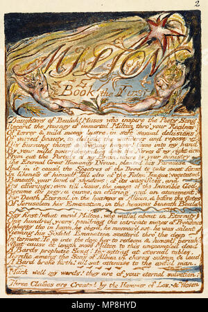 . Anglais : Milton un poème, copie D, objet 2 Bentley 3, Erdman 2, Keynes 3) . 26 mars 2007. William Blake (1757-1827) Noms alternatifs W. Blake ; Uil'iam Bleik Description La peintre, poète, écrivain, théologien, collectionneur et graveur Date de naissance/décès 28 Novembre 1757 12 août 1827 Lieu de naissance/décès Broadwick Street London Charing Cross lieu de travail contrôle d'autorité : Q41513 : VIAF 54144439 ISNI : 0000 0001 2096 135X ULAN : 500012489 RCAC : n78095331 NLA : 35019221 Ce WorldCat est une fidèle reproduction photographique de deux dimensions, une œuvre du domaine public de l'art. Banque D'Images