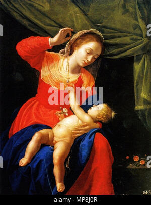 Artemisia Gentileschi / Артемизия Джентилески (1593-1653) - / Мадонна чётками младенцем с и около (1650-1651) Italien : Madonna con Bambino e rosario vierge à l'enfant avec Rosaire entre 1650 et 1651. 786 La Vergine e il Bambino con il rosario Artemisia Banque D'Images