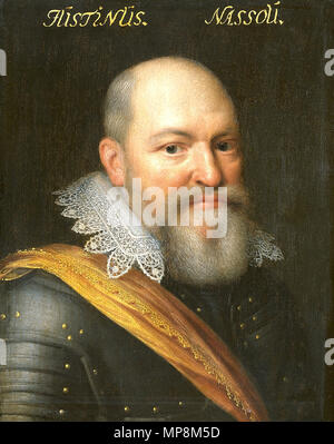 Portrait de Justinus de Nassau (1559-1631). Portrait de Justinus de Nassau (1559-1631). Partie de la série de Leeuwarden, une série de portraits de responsables militaires de la guerre de Quatre-Vingts Ans ainsi que des membres de la maison d'Orange-Nassau, signalée pour la première fois en 1633 dans l'Stadhouderlijk Hof (comme stathouder's Court) à Leeuwarden (voir histoire d'objet). vers 1609-1633. 753 Justinus van Nassau 1559-1631 Banque D'Images