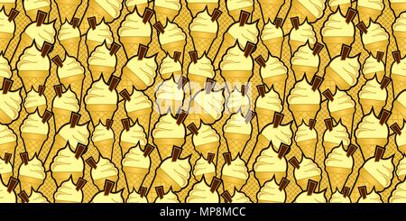 Vanilla ice cream cones avec copeaux de chocolat contre un arrière-plan transparent waffle Illustration de Vecteur