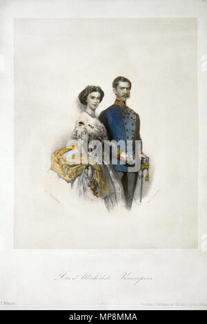 . Deutsch : Kaiserin Elisabeth und Franz Joseph I. von Österreich - Ungarn. Lithographie von Eduard Kaiser, ca. 1860 . vers 1860. Eduard Kaiser (1820-1895) 755 Kaiserpaar Litho Banque D'Images