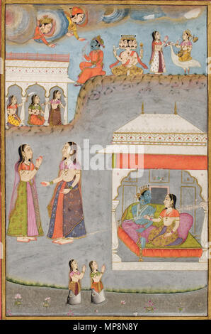 . Anglais : Titre de la série : Connoisseur's Delight de nom : Rasikapriya Artiste Affichage : Kasam, fils d'Ahamad Date de création : 1750 Dimensions d'affichage : 7 27/32 po. x 5 1/8 in. (19,9 cm x 13 cm) de la ligne de crédit : Edwin Binney 3ème Numéro : 1990.790 Collection :  <a href ='http://www.sdmart.org/art/our-collection/asian-art' rel ='nofollow' >Les San Diego Museum of Art </a > . 17 avril 2007, 01:24:06. Anglais thesandiegomuseumofartcollection Labdhapraudha Nayika : 787- amoureux au pavillion, Kama, Brahma et Sarasvati ci-dessus (6124564841) Banque D'Images