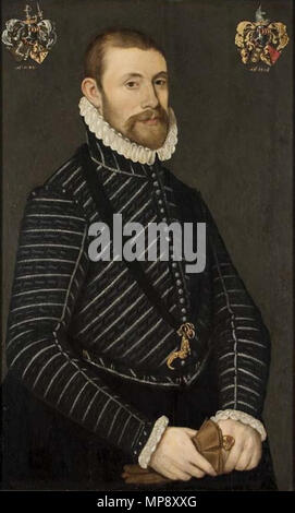 Appareil photo numérique Olympus Nederlands : Portret van Suts van Botnia (1552-1615), van grietman Wymbritseradeel . Anglais : Syds ou Suts van grietman de Botnia, Wymbritseradeel Nederlands : Portret van Suts van Botnia (1552-1615), van grietman Wymbritseradeel . 1576. 872 maître des portraits des Exiles Syds van Botnia Banque D'Images