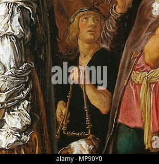 Oreste et Amenta conteste à l'autel, détail. 1614. Pieter Lastman, 793 - Oreste et Amenta conteste à l'autel (détail) joueur de triangle Banque D'Images