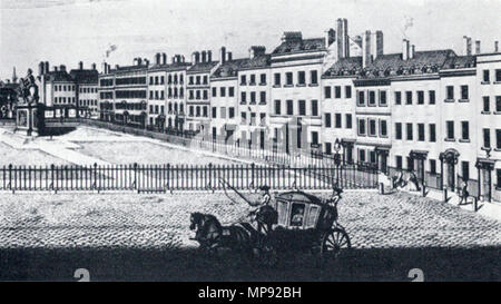 . Leicester Square, Londres, au dix-huitième siècle. John Hunter's house était probablement la plus haute avec le portique. 18e siècle. Inconnu 801 Leicester Square dans le dix-huitième siècle Banque D'Images