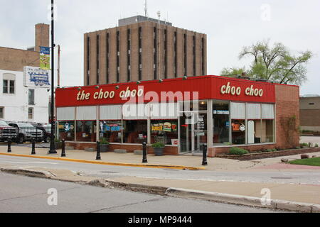 Vue avant de l'CHOO CHOO Restaurant à des Plaines, Illinois. Banque D'Images