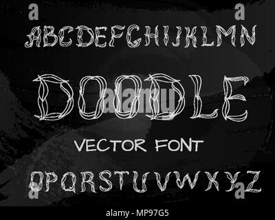 Alphabet dessin main craie Plexus Illustration de Vecteur