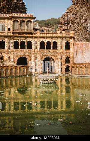 Visiter Galta Ji, le temple aux singes à Jaipur, Inde Banque D'Images