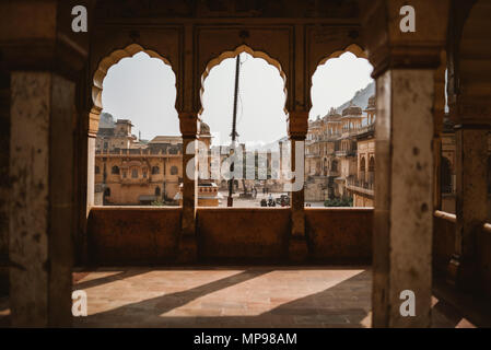 Visiter Galta Ji, le temple aux singes à Jaipur, Inde Banque D'Images