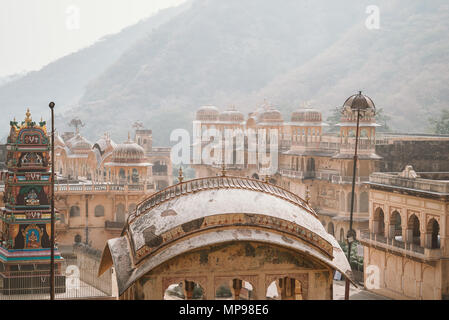 Visiter Galta Ji, le temple aux singes à Jaipur, Inde Banque D'Images