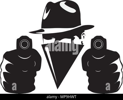 Dans l'ombre de gangsters avec twoo armes vector illustration Illustration de Vecteur