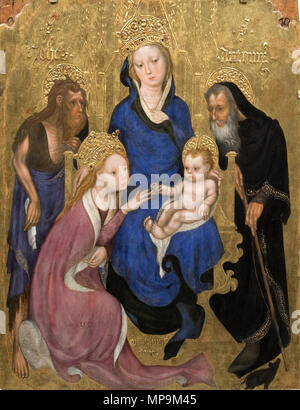 Anglais : Le Mariage mystique de Sainte Catherine, saint Jean-Baptiste, saint Antoine Abbé vers 1420. Mystic 915 m Banque D'Images