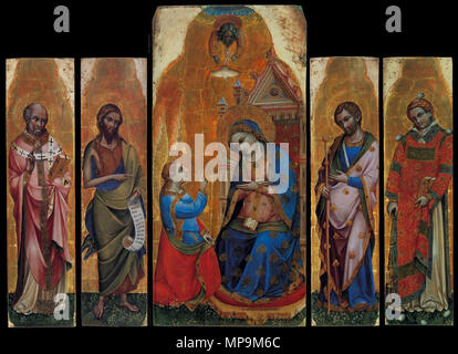 Anglais : Annonciation avec les Saints . Annonciation avec les Saints . 1371. 820 Lorenzo veneziano, annunciazione e santi Banque D'Images