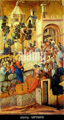 . Maesta. Duccio. Le Christ entrant dans Jérusalem, à l'arrière de l'Autel Maesta. Novembre 1308. Duccio di Buoninsegna (1255-1319) Noms alternatifs Duccio di Buoninsegna Duccio, peintre italien Description Date de naissance/décès entre 1250 et 1260, 1318 Lieu de naissance/décès Sienne Sienne Sienne l'emplacement de travail, assise, Florence Le contrôle d'autorité : Q15792 : 102317335 VIAF ISNI : 0000 0001 0929 500X ULAN : 500029165 RCAC : n80025843 NLA : 35795558.Duccio Maesta WorldCat 841 Détail. Banque D'Images