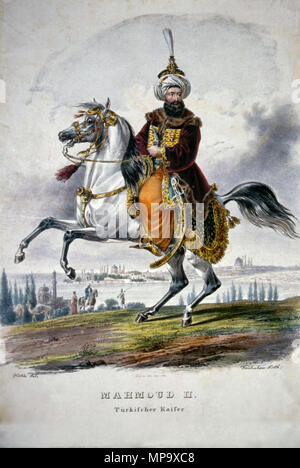 . Deutsch : Mahmud II. (1785-1839), Sultan des Osmanischen Reiches. Lithographie von Josef Kriehuber, nach Hoechle. vers 1825. Josef Kriehuber (1800 -1876) 845 Mahmoud II. Litho Banque D'Images