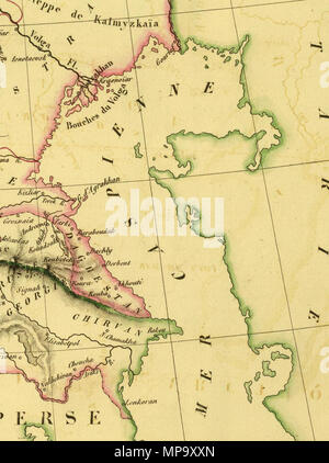 . English : Russie d'Europe, 1833. No 45. Grave par Thierry. Titre : Atlas Pub precis-spatial de la Géographie universelle de M. Malte-Brun ; Dresse Conformement au texte de cet ouvrage, et entierement Revu et corrige par M. J.-J.-N. Huot ... (Cet Atlas est composer de 72 cartes.) Paris. Aime Andre, Libraire-Editeur, rue Christine, 1 ; Ve. Le Normant, libraire, rue de Seine, 8. 1837. Remarque : la carte gravée. Membres et les districts fraisé en couleur. Les rivières et lacs illustré. L'allégement important illustré par des hachures. Comprend 2 échelles. 1837. Conrad Malte-Brun (1775-1826) Noms alternatifs Malthe Conrad Br Banque D'Images