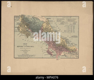 Русский : Карта Республики Коста-Рика Français : Carte de la République du Costa Rica English : Carte de la République du Costa Rica : 哥斯达黎加共和国地图 中文 Português : Mapa da República da Costa Rica : خريطة جمهورية كوستاريكا العربية Español : Mapa de la República de Costa Rica . Русский : На этой карте Рики выпущенной-Коста, в 1891 году показаны географические особенности основные, и страны административное деление. Условные правом верхнем углу обозначения в карты приведены испанском английском языках на и. Карту нанесены столица на Коста-Рики Хосе административные Сан-, центры регионов, крупные мелки и более Banque D'Images