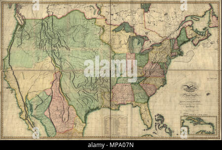 Русский : Соединенных Штатов Карта Америки указанием пограничных британских : с и испанских владений, 1816 г. English : Carte des États-Unis d'Amérique : avec les possessions britanniques et espagnoles limitrophes, 1816 English : Carte des États-Unis d'Amérique : avec les possessions espagnoles et britanniques contigus, 1816 美利坚合众国地图 附带邻近的英国和西班牙领地 中文 :：，1816 年 Português : Mapa dos Estados Unidos da América comme possessões com : vizinhas britânica e espanhola, de 1816 العربية المتحدة الأمريكية : خريطة الولايات تُظهر الأملاك البريطانية : والإسبانية المجاورة، 1816 Español : Mapa de los Estados Unidos de Améri Banque D'Images