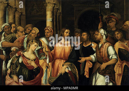 . Anglais : le Christ et la femme adultère Рокко Марконі : Українська. 1 блудниця Христос . 1525. Rocco Marconi (1490-1529) peintre italien Description Date de naissance/décès 1490 13 mai 1529 Lieu de naissance/décès période de travail 1504-1521 Venise Venise emplacement de travail contrôle d'autorité : Q933895 : 235314532 VIAF ULAN : 500029823 : WGA, Rocco MARCONI RKD : 52528854 Rocco Marconi - le Christ et la femme adultère Banque D'Images