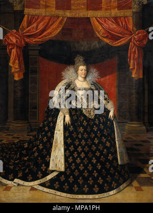 Portrait de Marie de Médicis. Titre alternatif(s) : Marie de Médicis.[1] . Portrait de Marie de Médicis en full regalia. Elle a été la wive de Henri IV de France. Copie de la version dans le Louvre, Paris. (Voir fichier:Frans Pourbus (II) 007.jpg). Entre 1600 et 1642. 859 MariadeMedici02 Banque D'Images