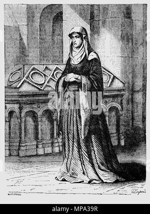 Mathilde d'Écosse (1080-1118), à l'origine baptisé Edith, était la fille du roi écossais Malcolm III et de la Reine d'Angleterre comme la première épouse du roi Henry I après ils se sont mariés à la fin de 1100. Elle a dirigé une cour littéraire et musical, mais a également été pieux et entrepris des projets de construction pour l'église. Matilda a agi comme régent d'Angleterre en l'absence de son époux à plusieurs reprises et a eu un rôle dans le gouvernement lorsque son mari était absent. De nombreuses chartes survivant ont été signés par elle. Banque D'Images