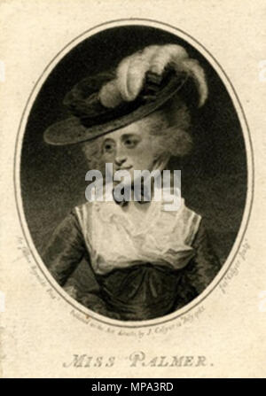 . Mary Palmer (d.1820), gravure de 1785 par Joseph Collyer (1748-1827) Portrait de par son oncle sir Joshua Reynolds (d.1792). Inscrit : "miss Palmer. Sir Joshua Reynolds Pinxt. Publié dans la Loi enjoint, par J. Collyer 14 juillet 1785. Josh. Collyer sculpter." British Museum,dessins et estampes 1978 U.1806. 1785. 868 MaryPalmerEngravingByCollyerAfterReynolds Banque D'Images