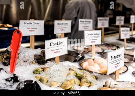 La ville de New York, USA - 30 octobre 2017 : marché du homard alimentaire place boutique dans quartier de Chelsea Manhattan NEW YORK district, des fruits de mer sur l'affichage Banque D'Images