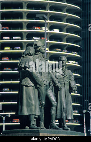 1988 MONUMENT HISTORIQUE PLACE HEALD MARINA CITY TOWERS(©BERTRAND GOLDBERG 1964) LE CENTRE-VILLE DE CHICAGO ILLINOIS USA Banque D'Images