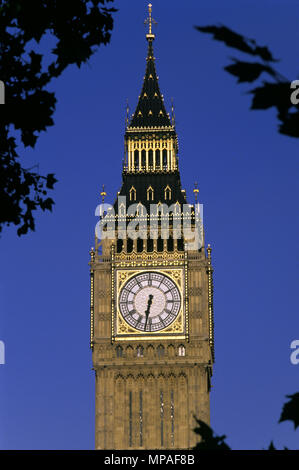 Historique 1988 BIG BEN HOUSES OF PARLIAMENT LONDON ENGLAND UK Banque D'Images