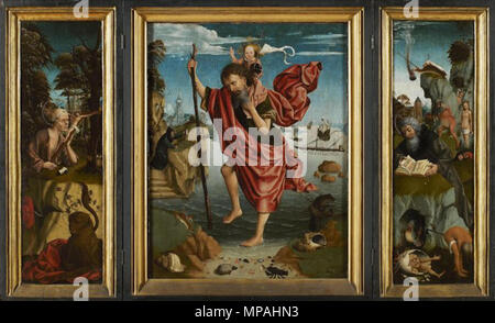 Triptyque : anglais Christopher entre 1501 et 1525. 872 maître de la légende de Marie Madeleine - St Christopher triptyque Banque D'Images