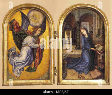 Anglais : l'annonciation à Marie (diptyque) . Diptyque avec l'ange Gabriel et la vierge . Fin du xve - début du xvie siècle. MasterOf1499GabrielAndVirgin 873 Banque D'Images