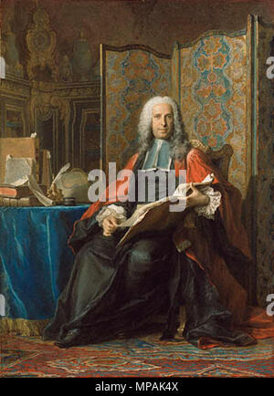 Portrait de Gabriel Bernard de Rieux . Personne illustrée : Gabriel Bernard de Rieux (1687-1745), président de la seconde cour d'enquête au Parlement de Paris, président de la Cour de finances publiques . Entre 1739 et 1741. 877 Maurice-Quentin de La Tour, Portrait de Gabriel Bernard de Rieux (1741) Banque D'Images