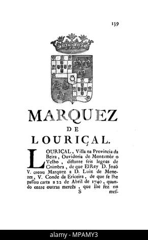 883 e Historicas Memorias Genealogicas dos Grandes de Portugal - Marquez de Louriçal Banque D'Images