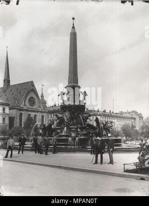 . Deutsch : Mendebrunnen Augutusplatz auf der von vor 1893 Leipzig . avant 1893. Hermann Walter (1838-1909) 884 Mendebrunnen vor 1893 Leipzig Banque D'Images