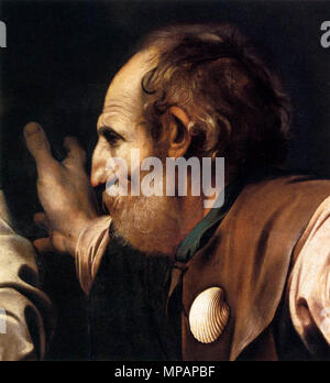 Le souper à Emmaüs (détail) entre 1601 et 1602. 889 Michelangelo Merisi da Caravaggio - Le souper à Emmaüs (détail) - WGA04146 Banque D'Images