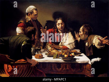 Le souper à Emmaüs 1603. 889 Michelangelo Merisi da Caravaggio - Le souper à Emmaüs - WGA04142 Banque D'Images