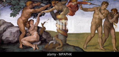 Anglais : l'automne et à l'expulsion du Jardin d'Eden entre 1509 et 1510. 890 Michelangelo, l'automne et l'expulsion du Jardin d'Eden 00 Banque D'Images
